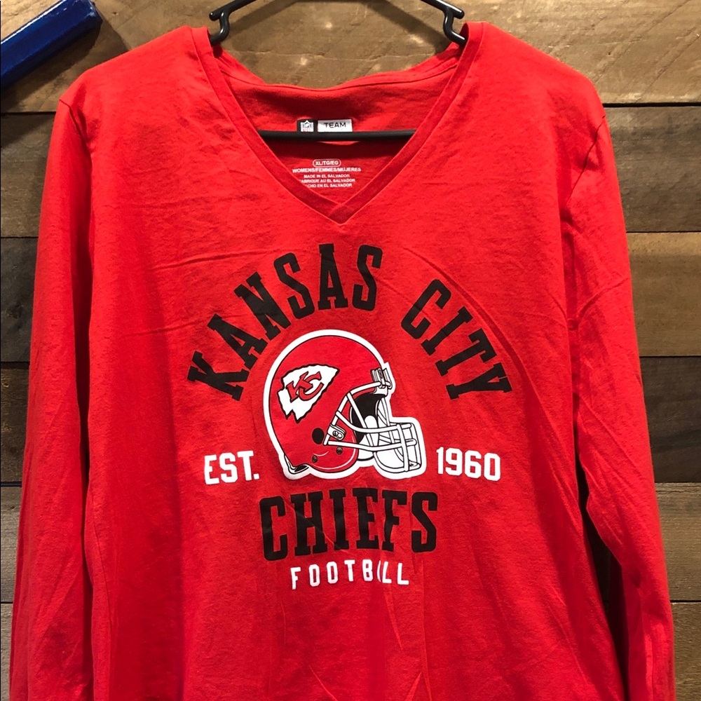 NFL Kansas City Chiefs Red Long Sleeve V-Neck Tee